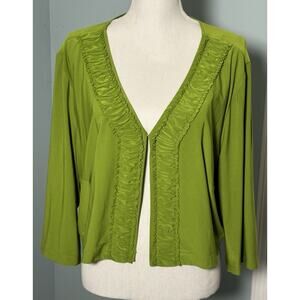 Julian Taylor Light Green Cropped Shrug, Ruffle Detail, 16W